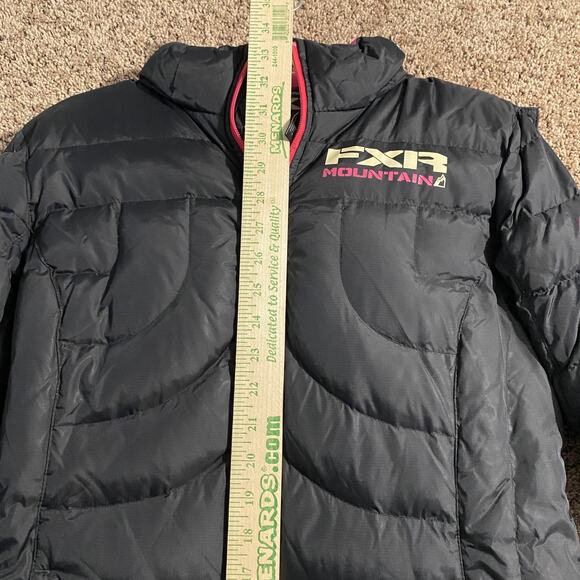 FXR Mountain Jacket Womens 6 Black Pink Fuze Long Down Hooded Winter Coat - Picture 7 of 10